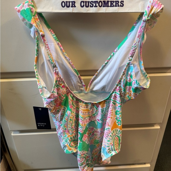 Crown & Ivy Multicolor Patterned Swimsuit Sz L - Picture 2 of 7